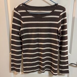 OLD NAVY Chocolate and Cream Striped Longe Sleeve Top